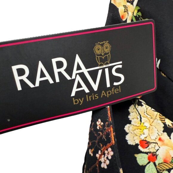 NEW Rara Avis by Iris Apfel Pants Plus Size 24W Asian Cranes Black Artsy Flare - Picture 12 of 13